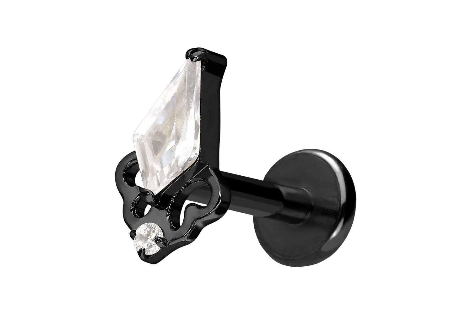 Titan Labret Piercing mit Push Fit KRISTALLSCHILD